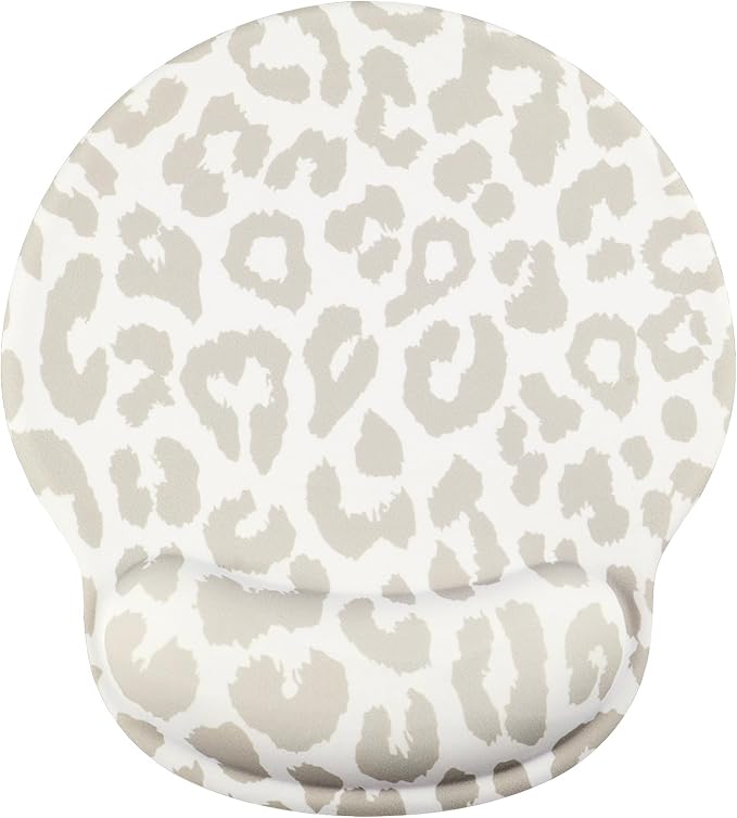Leopard Mouse Pad Wrist Support Wrist Rest, Ergonomic Mouse Pad with Non-Slip Base for Office Gaming Working Computers,Desk Accessories Pain Relief Mouse Mat for Home&Game Decor, Beige