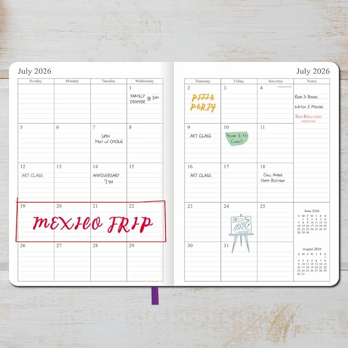 26-27 Academic Planner - Weekly and Monthly Planner, Jul 2026 - Jun 2027, Vegan Leather Cover, Elastic Closure, 8.5"x11", Purple