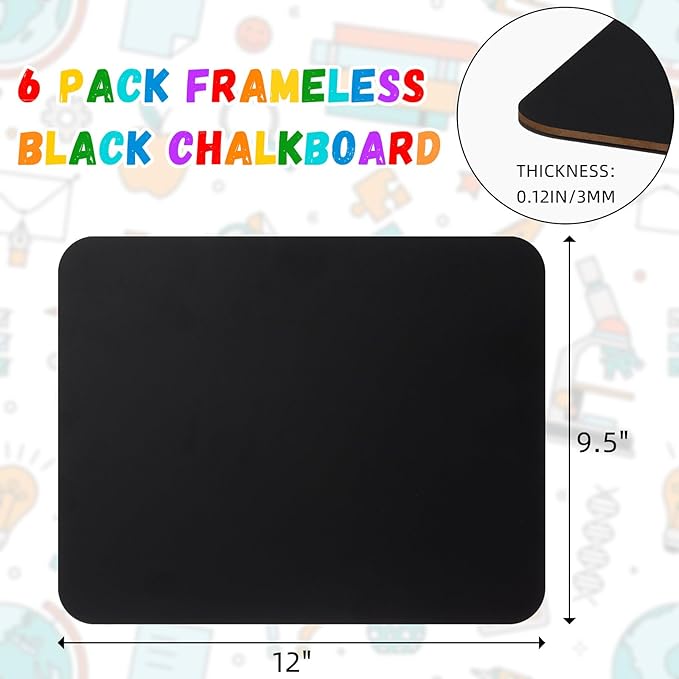 6 Pcs Chalk Board for Kids Bulk 9.5" x 12" Double-Sided Wooden Frameless Chalkboard Sign Blackboard for Kids Student School Classroom Home Office Restaurant Birthday Party Favors