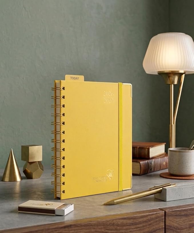 POPRUN 2026-2027 Monthly Planner, 18 Month Calendar (July 2026-Dec 2027), 6.25" x 8.5" A5 Spiral Hardcover Organizer with Dotted Note Pages, Professional Appointment Book for Business Office, Students & Teachers - Light Yellow