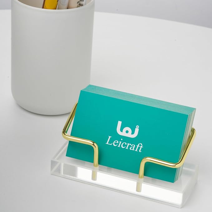Business Card Holder for Desk, Modern Card Organizers and Office Desk Accessories for Men and Women (Golden)