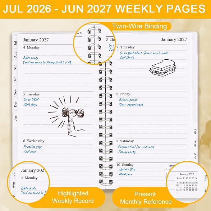 2026-2027 Pocket Planner/Calendar - July 2026 - June 2027, A6 Weekly & Monthly Organizer to Track Goals, Easy to Organize Your Daily Life, 3.75" x 6.75", Leaf