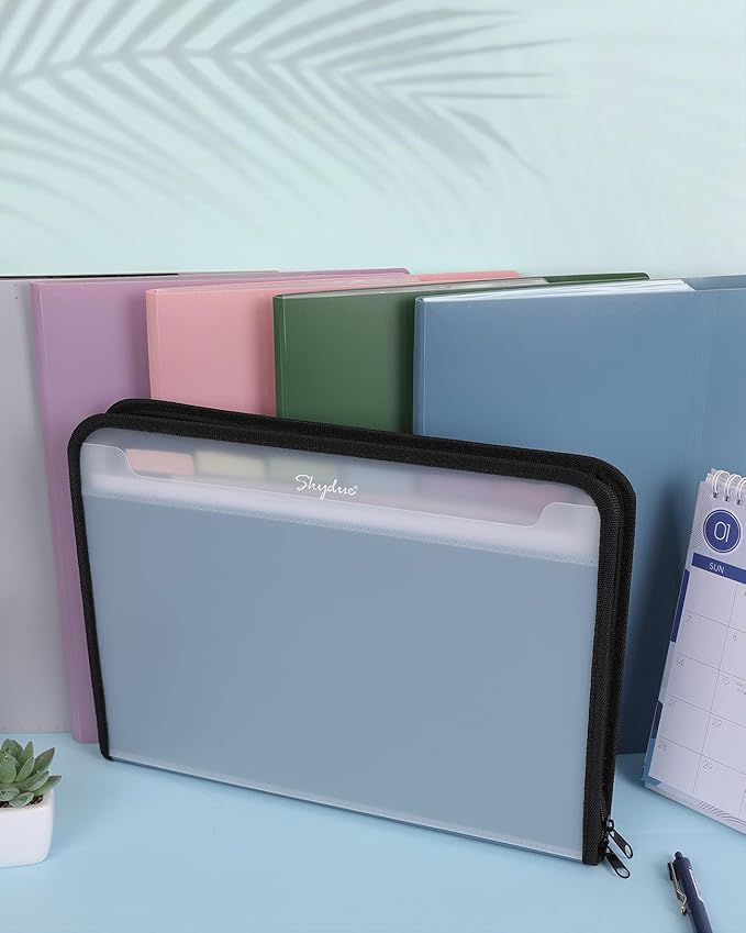 SKYDUE Accordion File Organizer, 7 Pocket Expanding File Folder with Front Pocket, Letter Size, Important Document Organizer with Double Zipper,Travel Folder, School Office Supplies