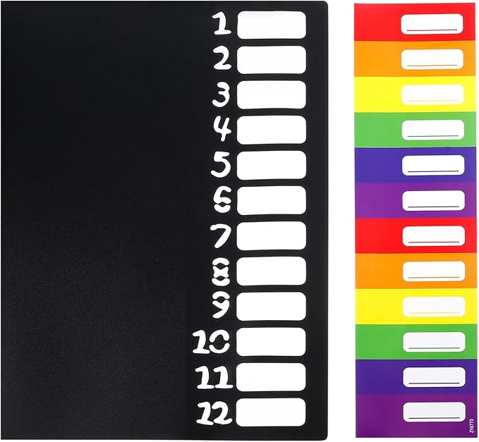 Shappy 4 Pack 12 Pocket Expanding File Folder with Rainbow File Folders Organizer Multicolored Pockets A4 Letter Size Document Organizer for Students Offices
