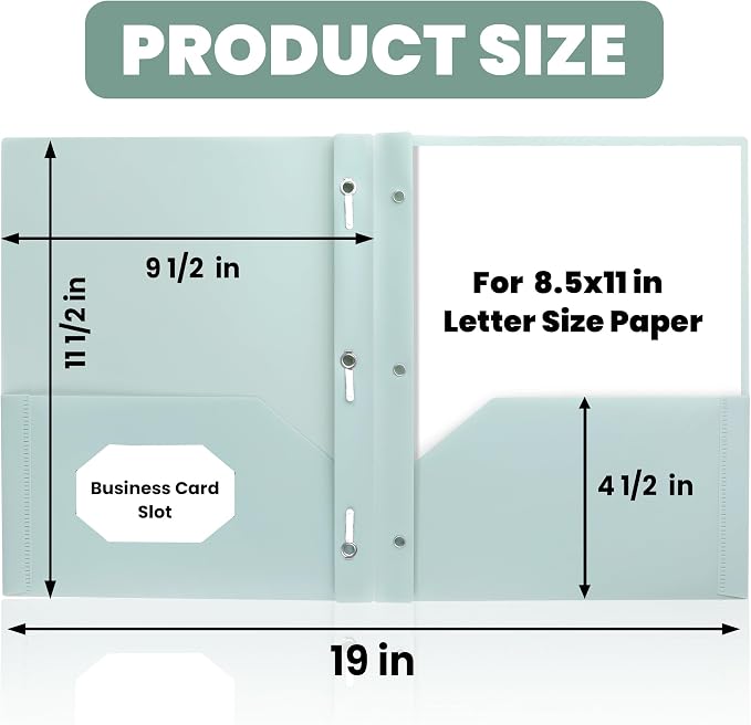 GNL Plastic Folders with Pockets and Prong, Pack of 5, Muted Pastel Colors, Heavy Duty 2 Pocket File Folders Letter Size, Folders with Prongs for School, Home, and Office