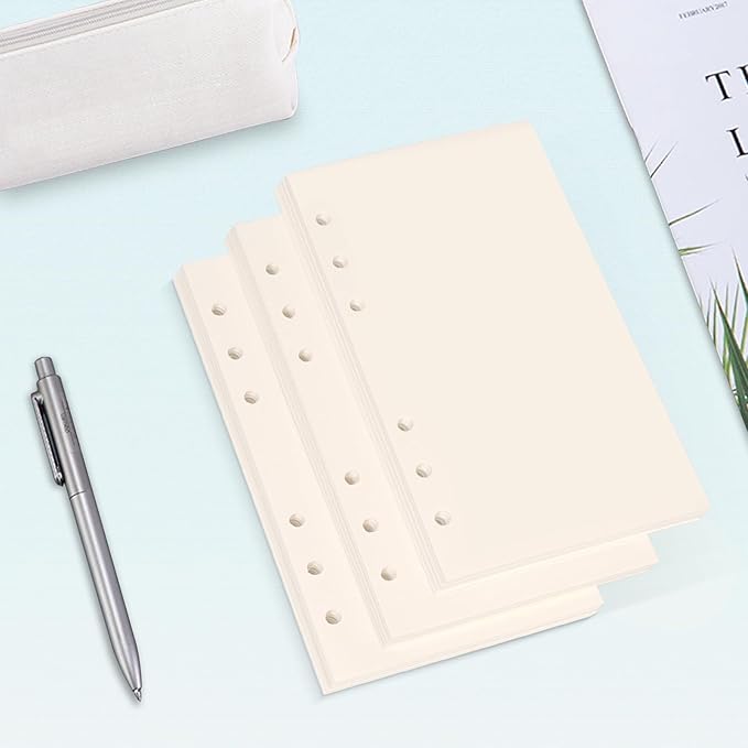 Toplive A6 Refill Paper, 4 Pack, 360 Pages, 100GSM Thick, 6 Hole Filler Inserts, Loose Leaf, for 6 Ring Binder Journal Notebook