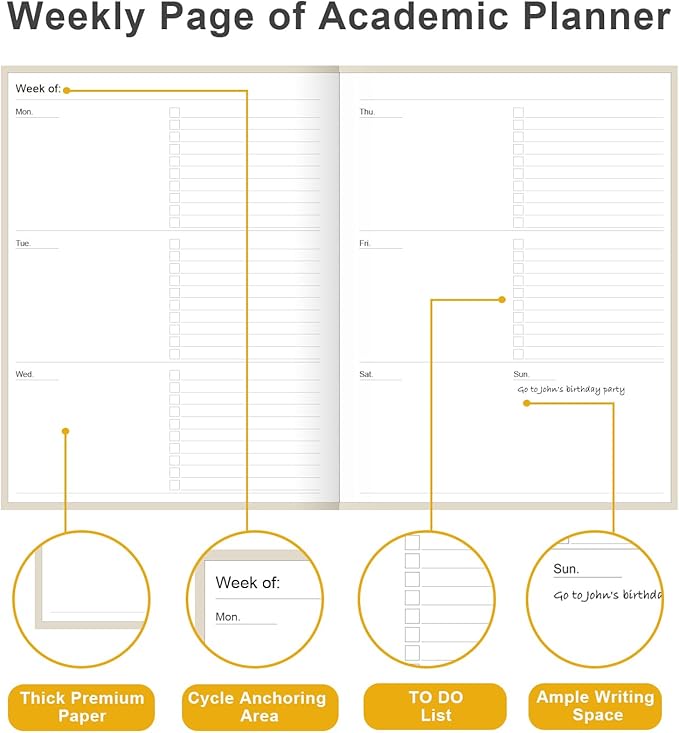Academic Planner for 2026-2027 or Anytime – 8.5" x 11" Undated Weekly Student Planner For Homeschool, High School, College & Nursing Students, 200 Pages, Green Leaf