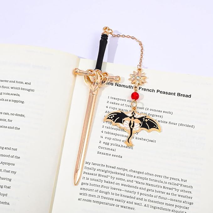 Fantasy Fourth Wing Dragon Sword Bookmarks - Fourth Wing Fans Page Markers Cool Bookmarks for Men Fantasy Dragon Gifts for Male Readers as Birthday Gifts (Dragon Bookmark Set 7)