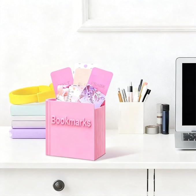 3D Printed Book Shaped Bookmark Holder Bookish Gifts Gift Bookish Accessory Office Desk Supplies Funny Bookmark Accessories End of Year Gift for Teacher(Pink)