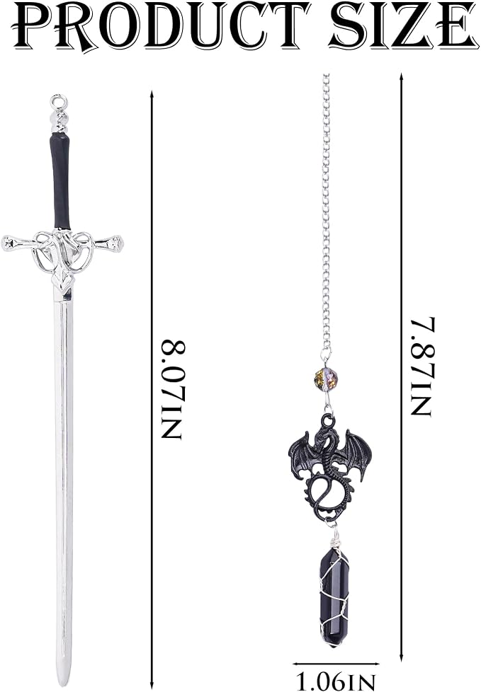 Fourth Wing Sword Bookmark- Fantasy Dragon Book Marks Gift Reading Men Boys Cool Unique Funny Vintage Metal Crystal Page Marker Kids Friend Birthday Students Teacher School Office Supplies