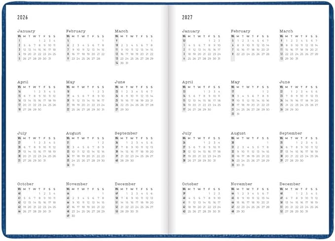 Letts of London® 2026 Milano Weekly/Monthly Planner, 12 Months, January to December, A5 Size, 8.25" x 5.875", Sewn Binding, Textured Cover, Multilingual, Blue (C080570-26)