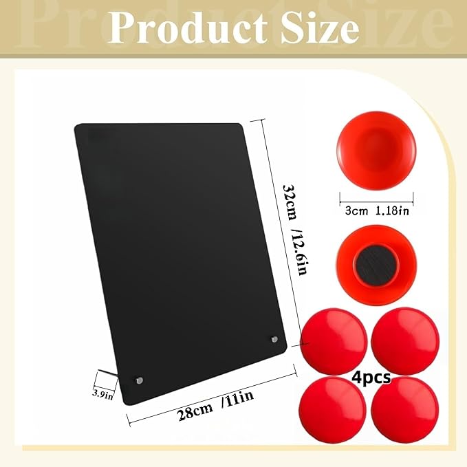 2-Pack Magnet Board, Magnet Display Stand, 12.6 x 11 Inch Memo Board with Removable Feet for Desk, Kitchen, Memo, Photo and Document Display(2, Black-Vertical)