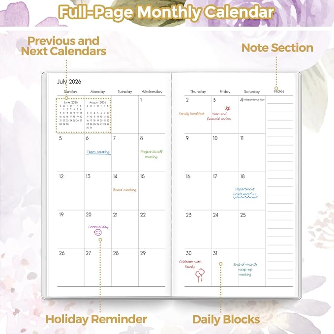 SKYDUE Pocket Calendar 2026-2028, Pocket Monthly Planner Jul 2026 - Dec 2028 for Purse, 6.7" X 3.8" 30-Month Small Planner, Academic Year Calendar, Compact Design with Plastic Sleeve