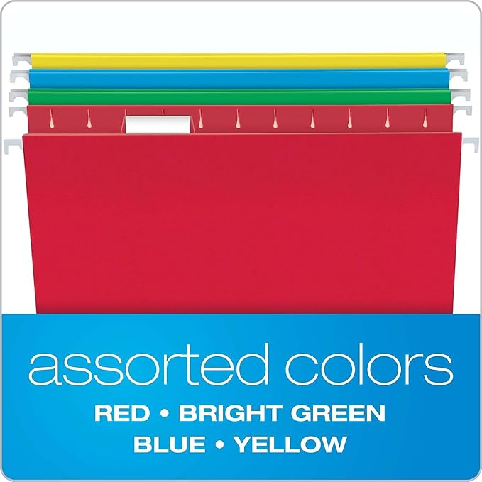Pendaflex Hanging File Folder Combo Kit, 25 Hanging Folders with Tabs, 50 File Folders, Work from Home Starter Kit, Assorted, Letter Size (99199)