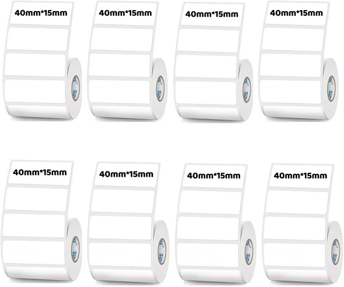 White Thermal Labels Compatible with Phomemo, Marklife for Barcode, Price Tags, Shipping & Logo Design (8, 1.57" x0.59" 460pcs/Roll)