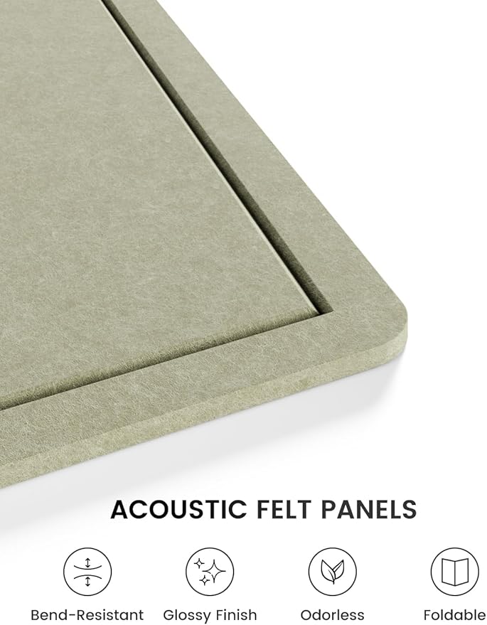 Fluxynara Bulletin Board, 35" x 17.5" Cork Board Alternative with 12 Safe Removable Adhesive Tabs, Foldable Felt Pin Board for Home Office, Classroom, Bedroom,Entryway for Walls—Sage