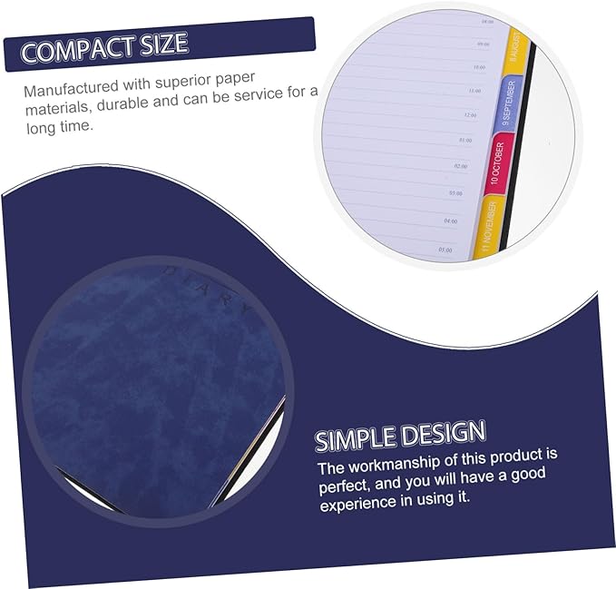 Lurrose 2024 English Calendar Notebook 365-Day Portable Planner Dividers for Daily Scheduling Office Use and Academic Planning