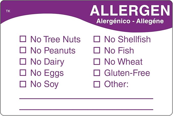 DayMark Safety Systems ToughMark I132104 Repositionable Allergen Label, 2" x 3" Purple, Roll of 500