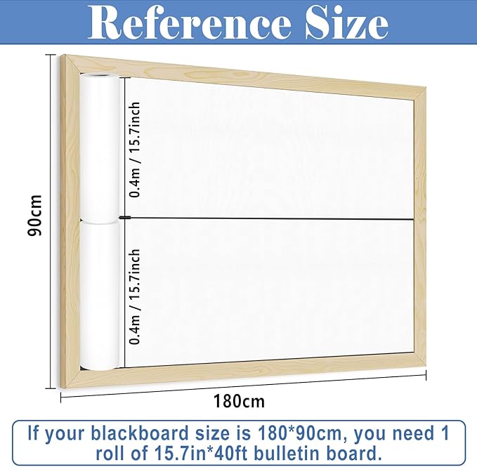 White Bulletin Board Roll Reusable Waterproof Erasable White Bulletin Board Wrinkle Resistant Poster Non-Woven Fabric Background for Halloween Classroom Decor Wrapping Paper DIY Crafts 15.7" x 40ft