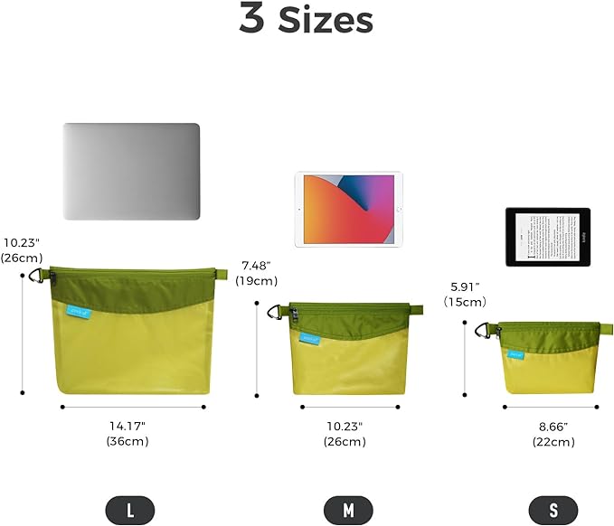 pack all Water-resistant Material Zipper Pouch, Mesh Zipper Bag for Storage, Travel, Office (Medium, Green)
