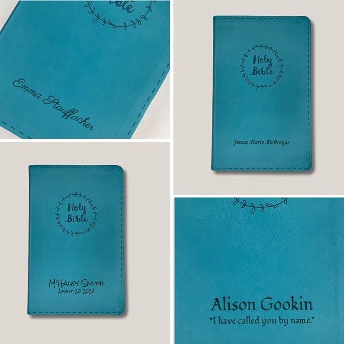 Personalized NIV Thinline Holy Bible Medium Print Size | Includes Custom Engraved Name Faux Leather Cover | Custom Gift for Christian & Religious Celebrations | Teal