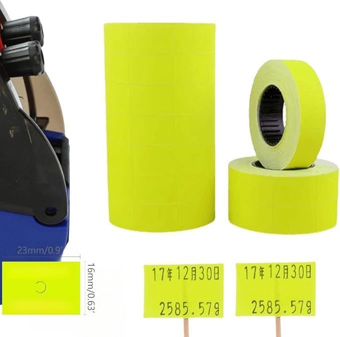 10 Rolls Labels Paper Suitable for MX-6600, MX-6602, YH-689 Price tag 2-line Marking Gun Pricemarker Labels (Without Gun (Yellow)