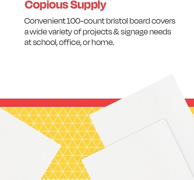 School Smart Folding Bristol Board, 12 x 18 Inches, White, Pack of 100
