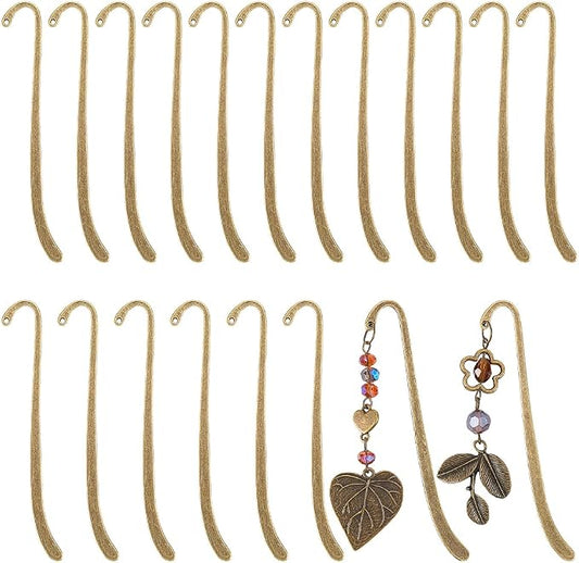 20Pcs Metal Bookmark s Antique Vintage Bronze Metal Bookmark Hairpin with Hole Tibetan Carving Pattern Alloy Book Markers Jewelry Making Charms for Stationery Reading Enthusiasts