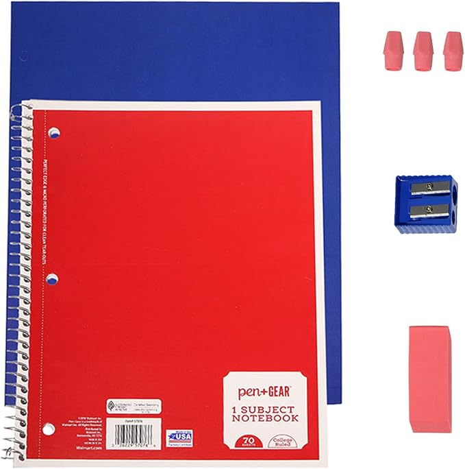 34 Piece Bulk School Supplies Kit for K-12 - Essential Box of School Supplies for Elementary, Middle, and High School Students - Pens, Pencils, Crayons