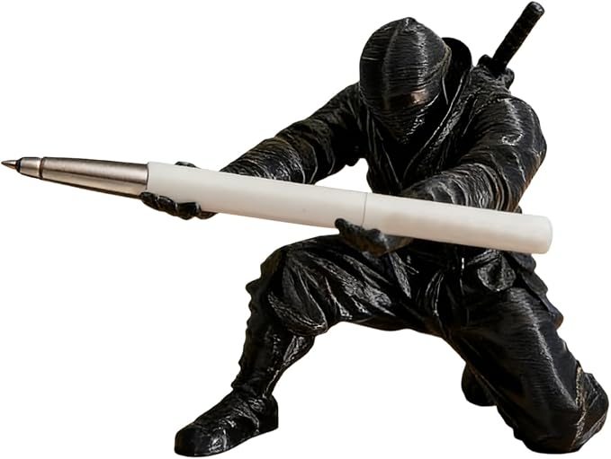 Knight-Style Executive Pen Holder -Plastic Ninja Samurai Design, Single Pen Capacity, Creative Desk Accessory for Office and Home