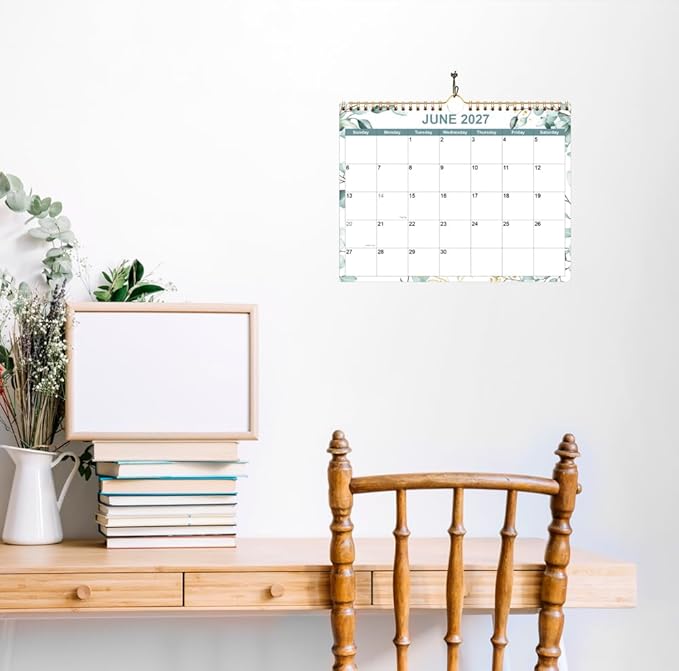 2026 Calendar, Wall Calendar 2026 from January 2026 - June 2027, 18 Months Calendar with Premium Paper, Twin-Wire Binding & Hanging Hook, 8.5" x 11", Green Leaf