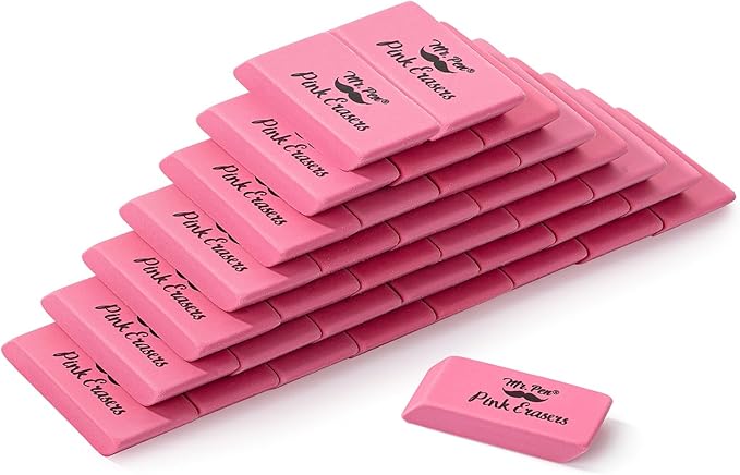 Mr. Pen- Pink Pencil Eraser Bulk, 36 Pack, Large Latex Free Block Erasers for School, Office, Art Sketching, Homework, Exams, Clean Smudge-Free Correction