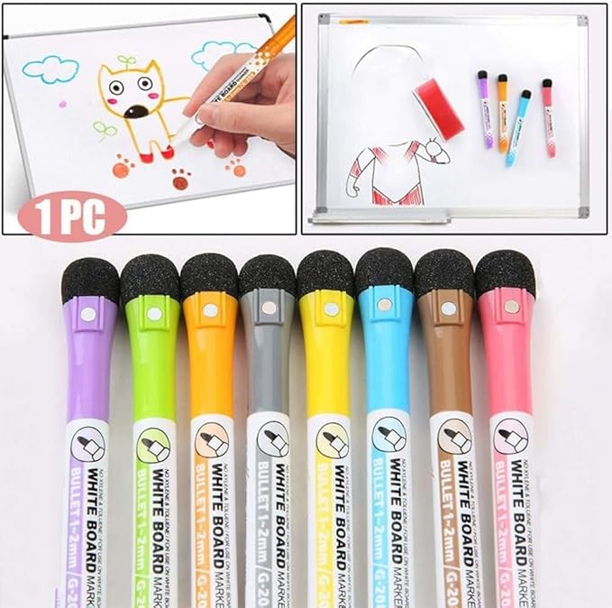 Magnetic Whiteboard Markers With Erase Fine Tip Dry Erase Markers, Magnetic Whiteboard Pen Writing Drawing Erasable Board Marker Office Supplies，Fine Tip, Low Odor White Board Markers Perfect（Purple）