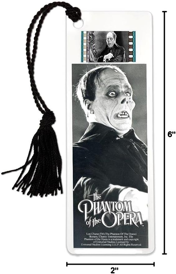 Universal Monsters The Phantom of The Opera (1925) - Lon Chaney - Laminated 2x6 FilmCells Bookmark with 35mm Clip of Film and Tassel USBM321