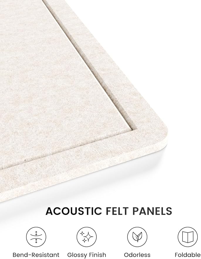Fluxynara Bulletin Board,35.4" x 23.6" Cork Board Alternative with 12 Safe Removable Adhesive Tabs, Foldable Felt Pin Board for Home Office, Classroom, Bedroom,Entryway for Walls—Oatmeal
