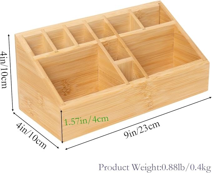 2 Pack Bamboo Art Supply Organizer, Pen Holder Wooden Desktop Storage for Artists, Office Supplies, Makeup Brushes,Minimalist Desk Accessory for Home Studio, Classroom or Vanity