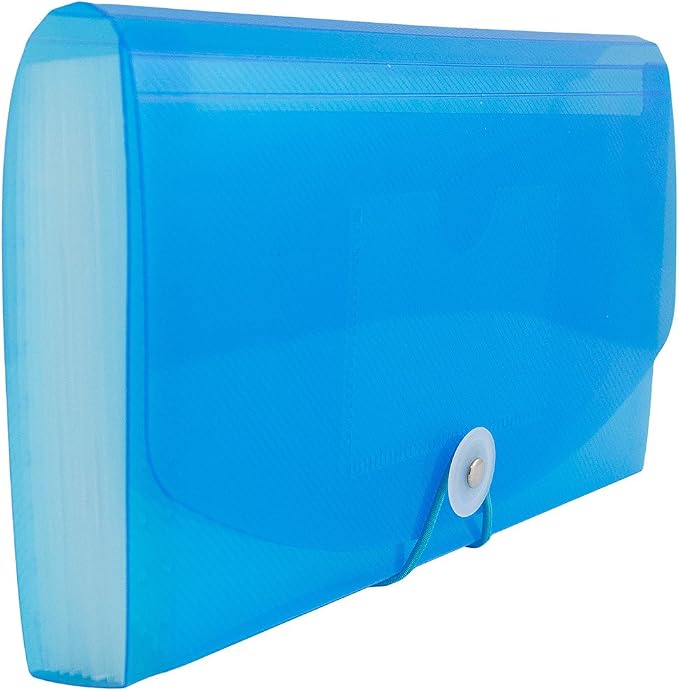 JAM PAPER Accordion Folders - 13 Pocket Plastic Expanding File - Check Size - 5 x 10 1/2 - Blue - 2/Pack