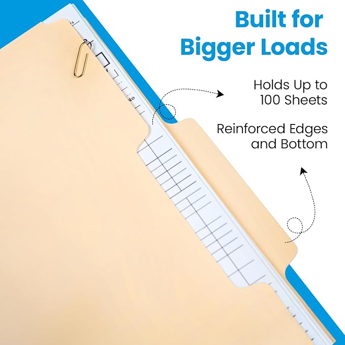 Pendaflex Manila Legal Size File Folders - 1/3-Cut Tabs in Left, Center, Right Positions for Easy Labeling - Ideal for Home & Filing Cabinets, 100 Folders (Pack of 1)