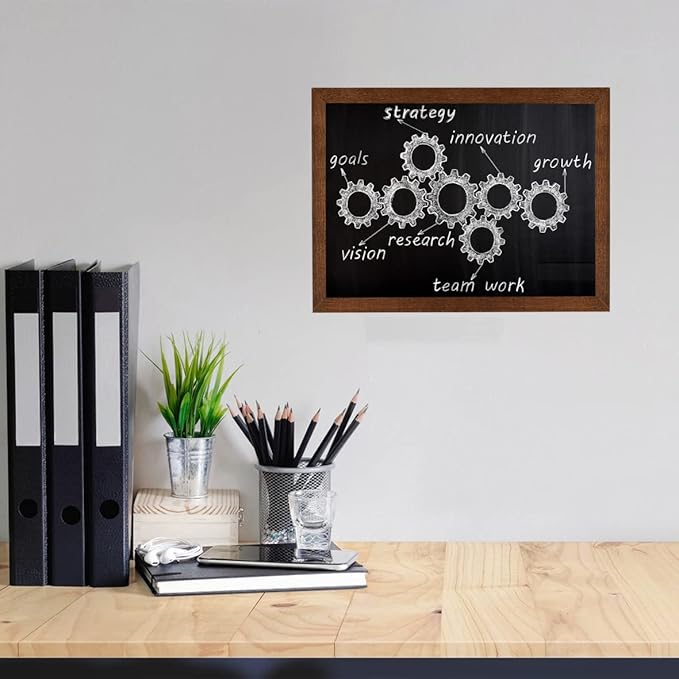 TORASO Chalkboard, Wood Frame Magnetic Chalkboard Sign, Walnut Wood Framed Chalk Board for Wedding, Kitchen, Bar, Restaurant, Menu & Home Decor, Hanging Chalkboards, 11.8" x 15.7"(BN-3040)