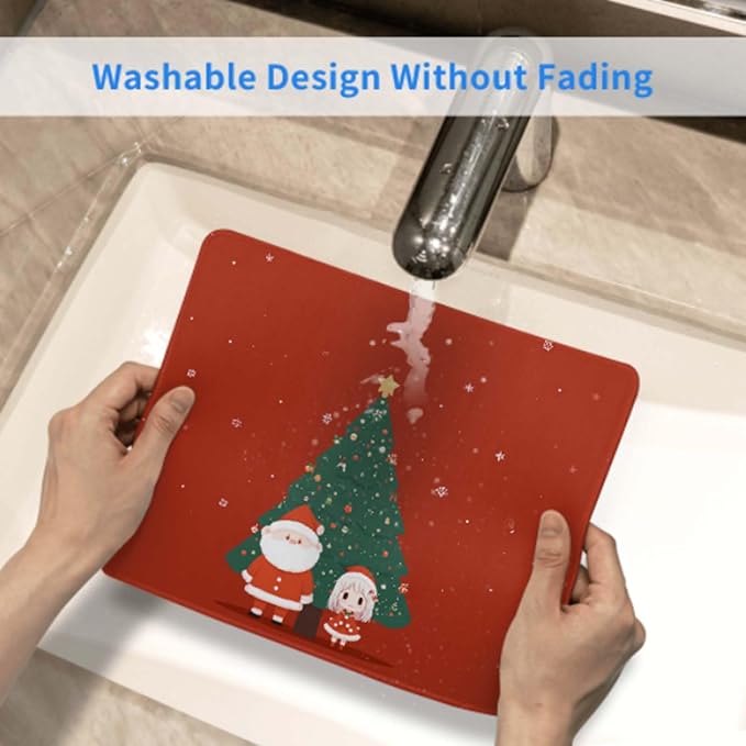 Voltique Mouse Pad Small Desk Mat, Christmas-Style Computer Mousepad with Stitched Edges Non-Slip, Keyboard Mouse Pad for Desktop Office Desk Accessories