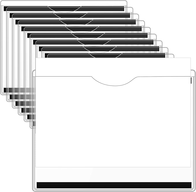 Fullhawl 10 Pcs Magnetic File Holder 9 x 11-5/8 Inch PVC Clear Magnetic Paper Pouch Folder Mail Letters Sign Picture Organizer for Whiteboard Refrigerator Cabinets Office Home Teacher Supplies