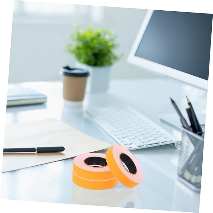 10rolls Price Labels Double Row Pricing Labels Stickers Roll Orange Paper Price Marker for Retail Supermarkets Offices and