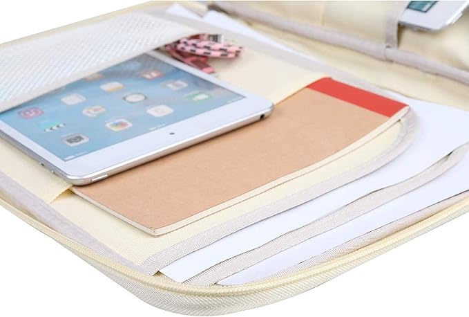 JAKAGO A4 Travel Portfolio Multifunctional Document Organizer Zippered Case for Office Supplies (Flamingo)