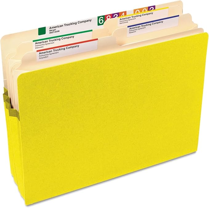 Smead File Pocket, Straight-Cut Tab, 1-3/4" Expansion, Letter Size, Yellow, 25 per Box (73223)