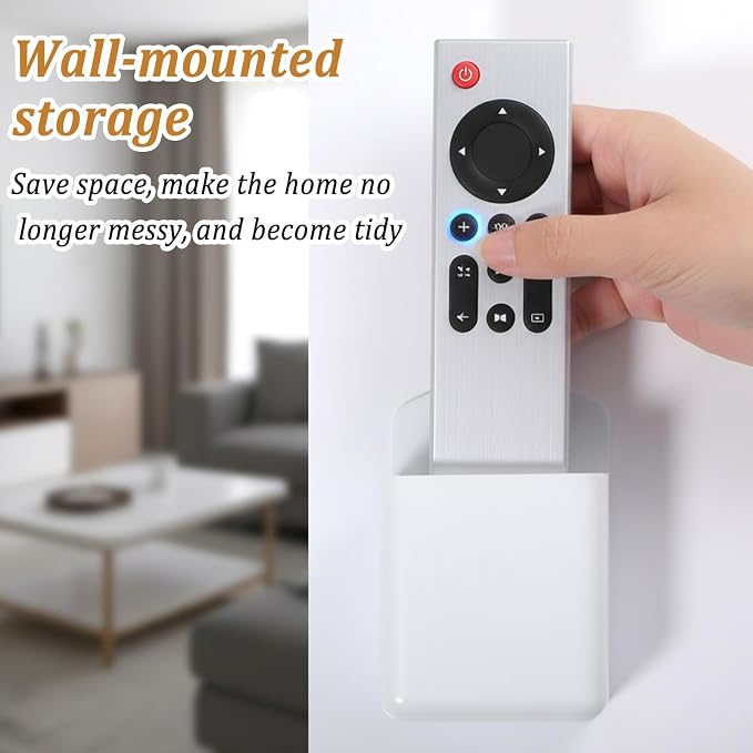 12pcs Wall Mount Remote Control Holder Organizer with Strong Adhesive Tape, ABS Plastic Storage Box for TV Remotes, Pens, Keys, Toothbrushes, Makeup Brushes, White Color
