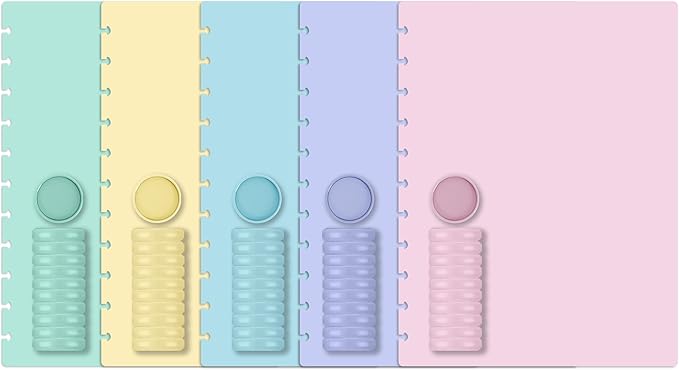gisgfim 5 Set Discbound Notebook Cover and Disc Set 8.5 x 11.75 inch Inch Poly Cover with Disc Discbound Notebook Accessories for School Office Subject Document (Macaron Color)