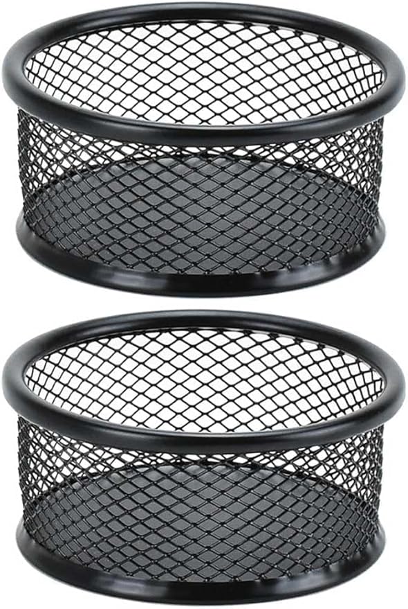 Black Metal Mesh Desk Organizer - Multi-Purpose Clip Holder for Office and School Supplies, Paperclip/Binder Clip Dispenser with Non-Slip Base (Home Office, Classroom, Study Desk Accessories)