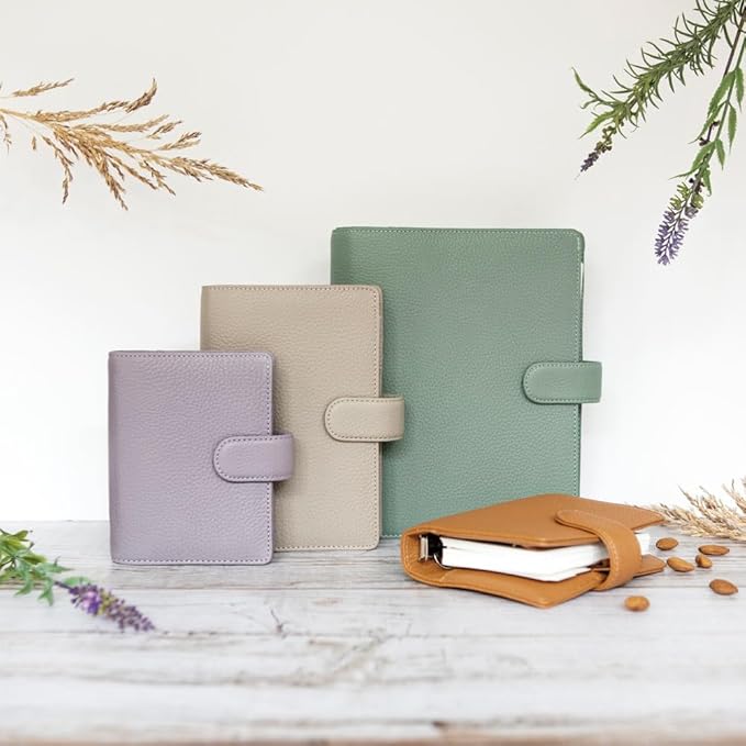 Filofax Norfolk Organizer, Personal Size, Taupe - Soft, Full-Grain Leather, Six Rings, Week-to-View Calendar Diary, Multilingual, 2025 (C022642-25)