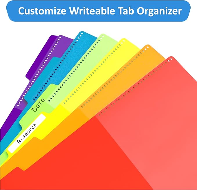 12 Pocket Project Organizer, 6 Color Letter Size Spiral Multi Pocket Folder Organizer, 1/6-cut Tab Poly File Organizer Binder with Dividers,Multi-Subject Binder Notebook School Office Supplies