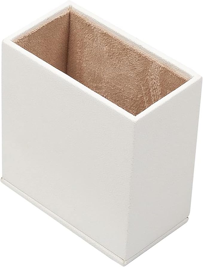 MOOGCO White Leather Desk Set - Pad, Note Paper & Pen Holder - Coaster - Accessories & Organizer - Office Storage, White